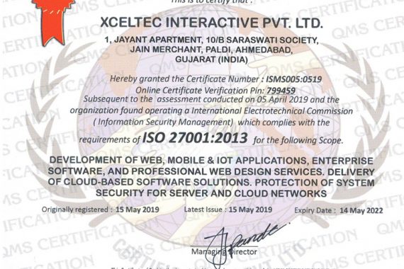 XcelTec – ISO 270012013 Certified Company